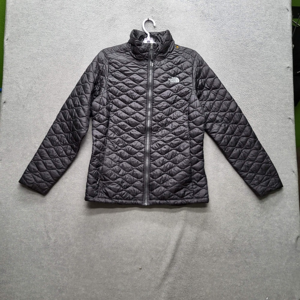 The North Face Women Jacket M Black Puffer Quilted Logo Embroidery READ